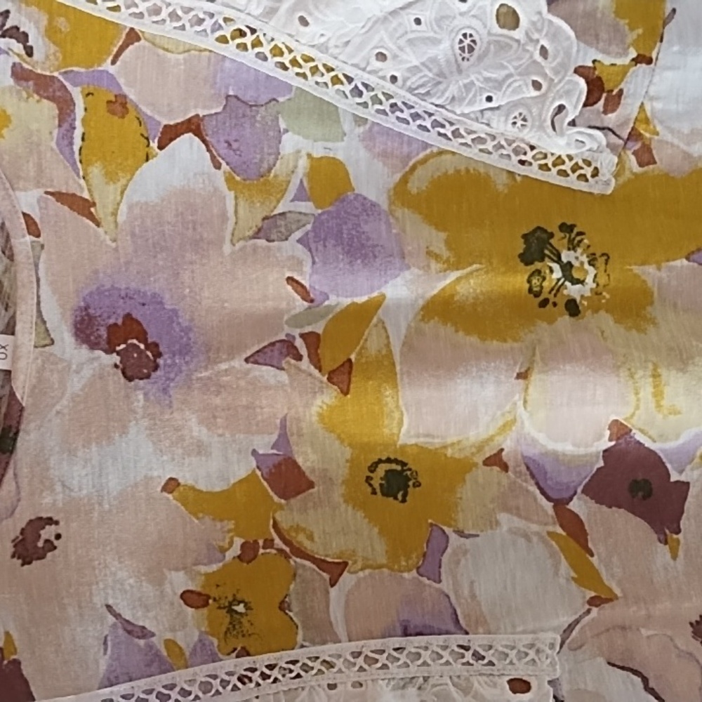LC Lauren Conrad Floral Tank Top - Yellow, Purple, White - Picture 3 of 4